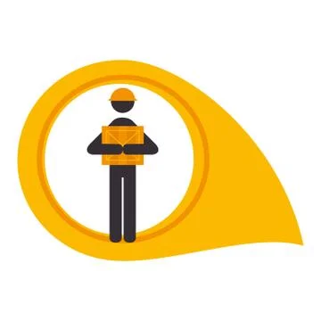 Color silhouette with map pointer with man and package 스톡 일러스트