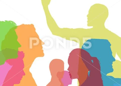 Color silhouette of people Stock Illustration