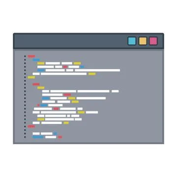 Color silhouette of programming window with script code Stock Illustration