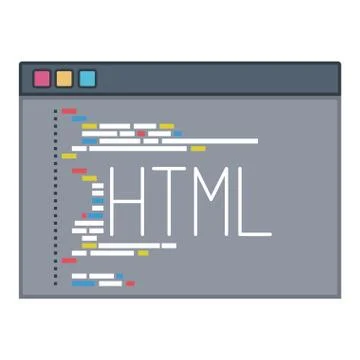 Color silhouette of programming window with script code html Stock Illustration
