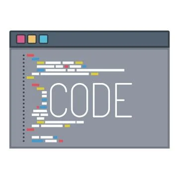 Color silhouette of programming window with script of code Stock Illustration