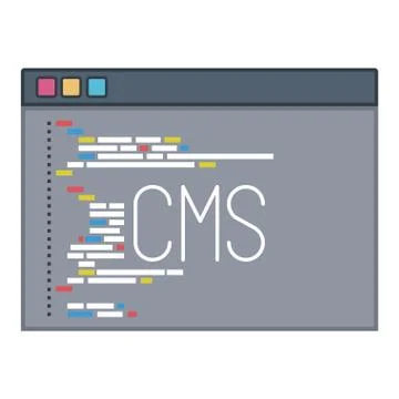 Color silhouette of programming window with script code cms Stock Illustration