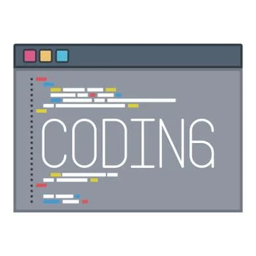 Color silhouette of programming window with script of coding Stock Illustration