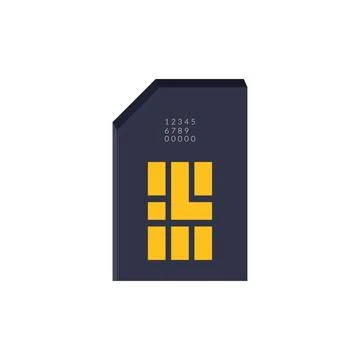 Color sim card icon flat vector illustration. Stock Illustration