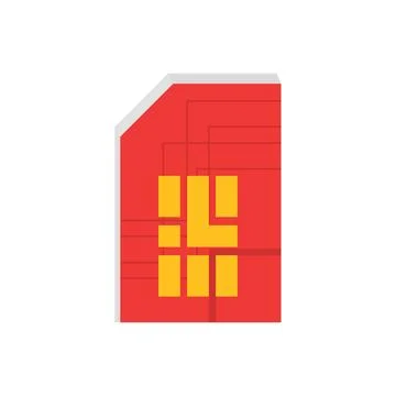 Color sim card icon flat vector illustration. Stock Illustration