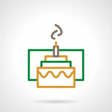 Color simple line festive cake vector icon Stock Illustration