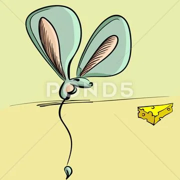 Color sketch of a mouse and cheese Stock Illustration