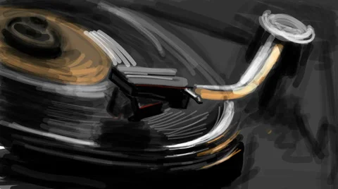 Color sketch of an old turntable Stock Footage 1046653