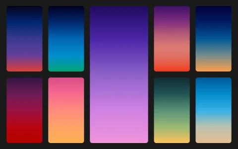 Color sky background on dark. Sunset and sunrise gradients set Stock Illustration