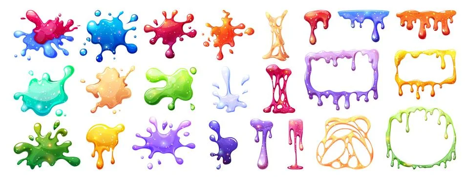 Color slime splashes and frames set Stock Illustration