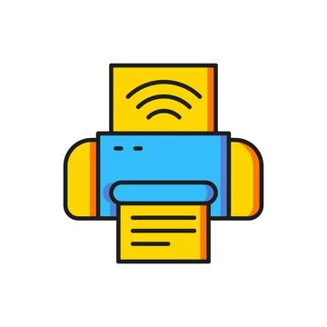 Color Smart printer system icon isolated on white background. Internet of t.. 库存插图