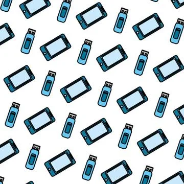Color smartphone and usb memory technology background Stock Illustration