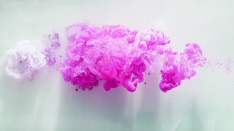 Color smoke cloud pink paint flow water white Stock Footage 133728366