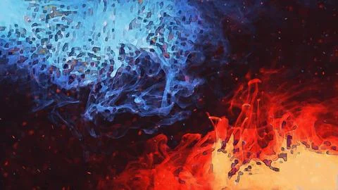 Color smoke pixel texture ice fire red blue black Illustration