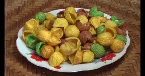 Color Snacks on a plate Stock Footage 296480773