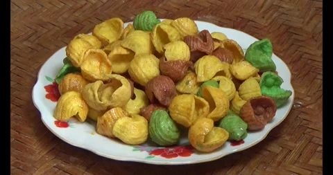 Color Snacks on a plate Stock Footage 296480787