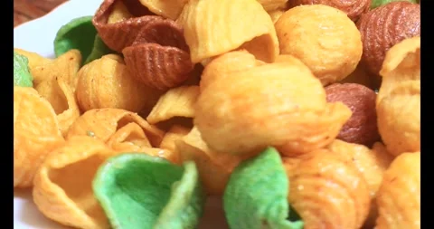 Color Snacks on a plate Video stock 296481019