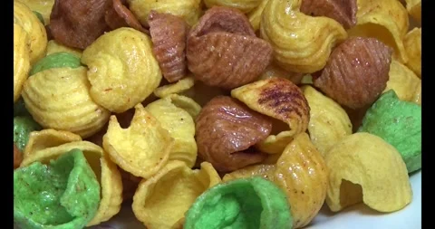 Color Snacks on a plate Stock Footage 296565353