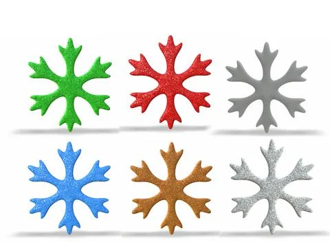 Color Snowflake on the white background 3d-rendering イラスト素材