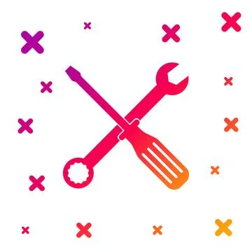 Color Spanner and screwdriver tools icon isolated on white background. Service Stock Illustration