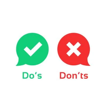 Color speech bubble like dos and donts Stock Illustration