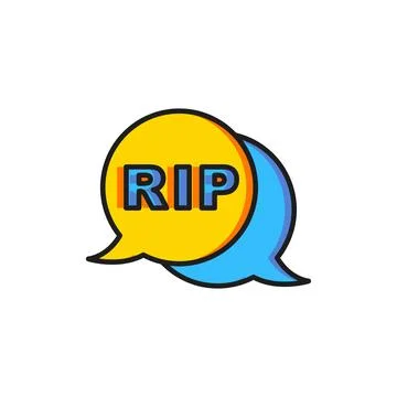 Color Speech bubble rip death icon isolated on white background. Flat fille.. Stock Illustration