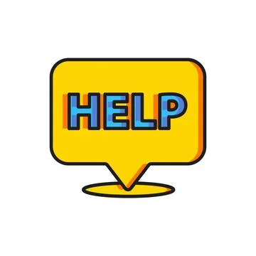 Color Speech bubble with text Help icon isolated on white background. Flat .. Stock Illustration