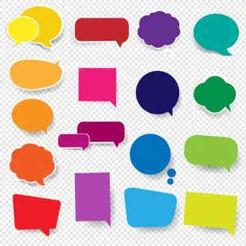 Color Speech Bubbles Collection In Transparent Background Stock Illustration