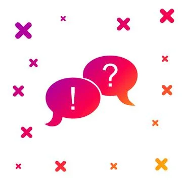 Color Speech bubbles with Question and Exclamation marks icon on white 库存插图
