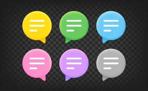 Color speech bubbles set. 3d vector clipart isolated on transparent backgroun Иллюстрация