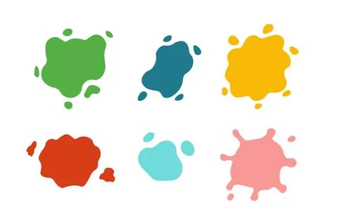 Color splashes set with different shades and shapes. Vector stains drops cartoon Stock Illustration