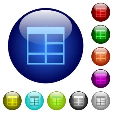 Color Spreadsheet vertically merge table cells glass buttons Stock Illustration