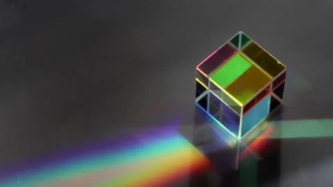 Color square crystal with rainbow Stock Footage 135598384