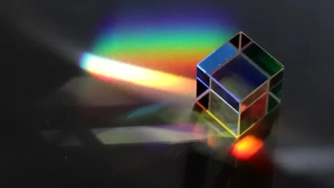 Color square crystal with rainbow Stock Footage 135598440