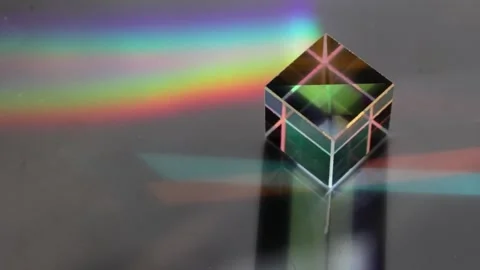 Color square crystal with rainbow Stock Footage 135598480