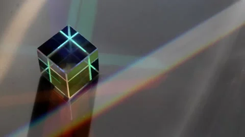 Color square crystal with rainbow Stock Footage 135598500