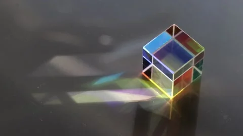 Color square crystal with rainbow Stock Footage 135598631
