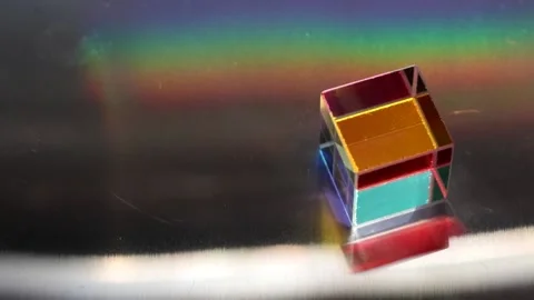 Color square crystal with rainbow Stock Footage 135598674
