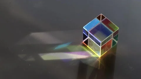 Color square crystal with rainbow Stock Footage 135598709