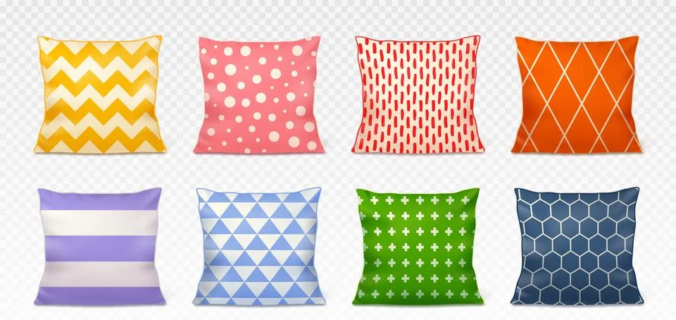 Color square pillows, various pattern Stock Illustration