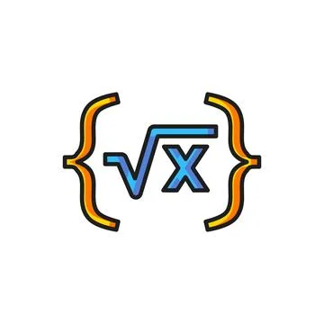 Color Square root of x glyph icon isolated on white background. Mathematica.. Stock Illustration