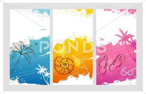 Color summer set with splash Stock Illustration