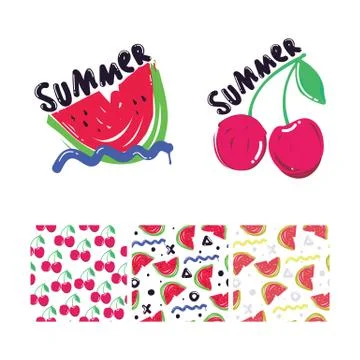 Color summer vector illustration set Stock Illustration