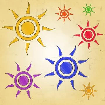 Color suns Illustrazione stock
