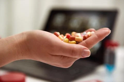 Color tablet in hand Foto stock