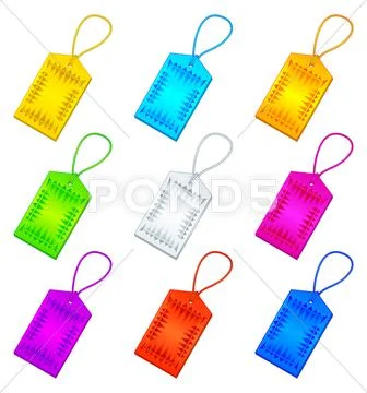 Color tags with ropes, set Stock Illustration