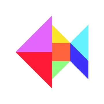 Color tangram in fish shape on white background (Vector) Ilustración de archivo