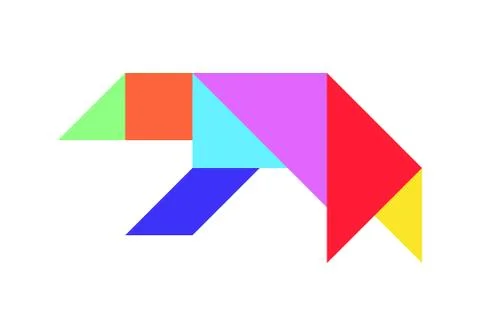 Color tangram puzzle in bear shape on white background (vector) Illustrazione stock