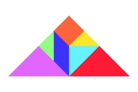 Color tangram puzzle in triangle shape on white background (Vector) Stockillustratie