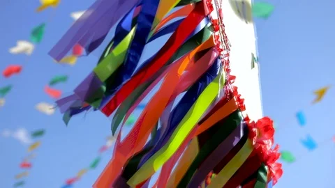 Color tape flying Stock Footage 95918334